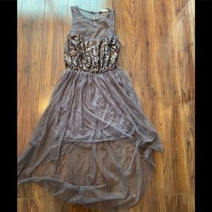 Lush Purple Mesh And Sequin High Lo Dress